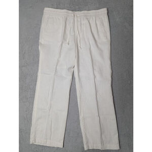 Ann Taylor Factory Pants Women's L White Linen Blend Drawstring Pants